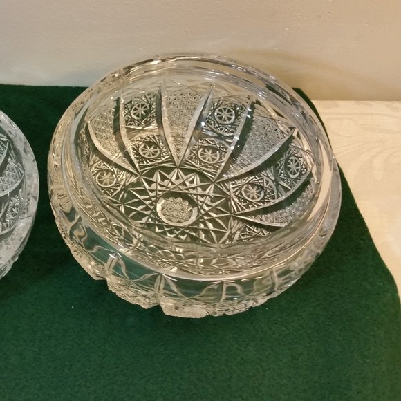 Vintage Cut Clear Crystal Glass Candy Dish Bowl With Lid - Picture 4 of 12